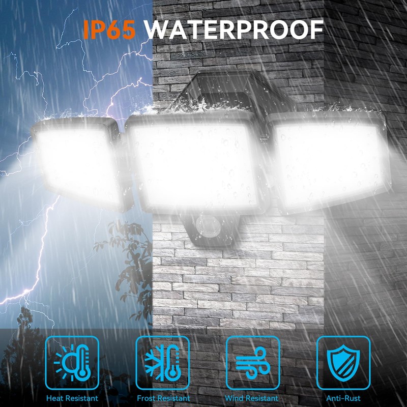 LED Security Lights Motion Sensor Outdoor Lights, 6500K Daylight, IP65