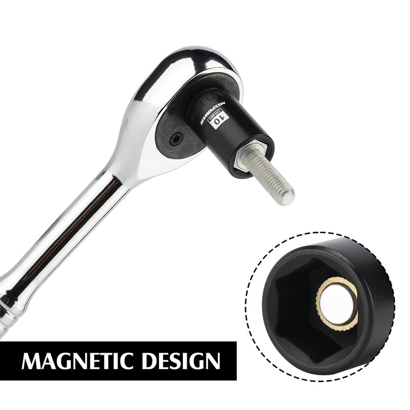 MIXPOWER 1/4" Drive Shallow Magnetic Impact Socket Set with Storage