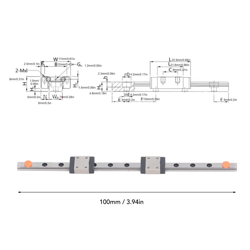 MGN7C Linear Guide Rail High Accuracy 4 Point Contact Smoothly