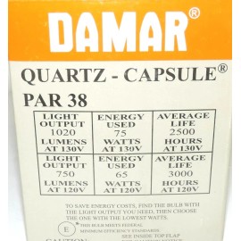 DAMAR LOT OF 2 NIB DAMAR 75PAR38QFL CLEAR FLOOD LIGHTS, E26 MEDIUM, 75 WATT, 130 VOLT