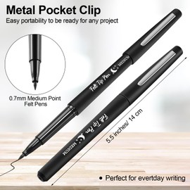 Fuyoooo 200 Pcs Black Felt Tip Pens Bulk 0.7mm Medium Point Felt Pens Journal Planner Markers Pen for Journaling, Writing, Note Taking Art Office Supplies