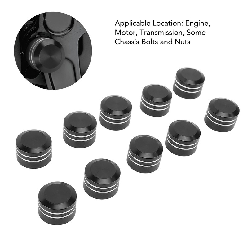 10pcs Motorcycle Engine Bolt Covers Resist Vibration CNC Aluminum Universal