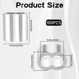 cobee Rope Clamps 2 mm, 100 Pieces Aluminium Sleeves Crimp Sleeves 2 mm Press Clamps Double Sleeves Clamp Sleeves Choke Clips Rope Clamp Aluminium Crimping Loop for 2 mm Wire Rope and Cable (2 mm)