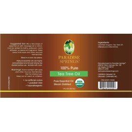 Paradise Springs 100% Pure Essential USDA Organic Tea Tree Oil by Paradise Springs 1 FL OZ 30ml