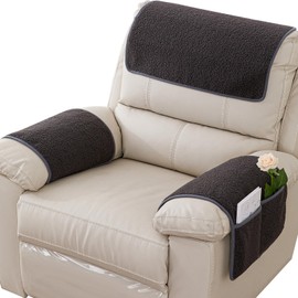 NNSMUN Armrest Cover, Recliner Chair Protector, Furniture Protector Slip, Side Storage Pocket, Stretch Armchair Couch Arm Rest Cover for Recliner, Chair, Sofa (Dark Gray,1 Seater(3pcs))