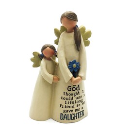 Beautiful Crafted Daughter and Mother Angel Sentiment Decoration Gift