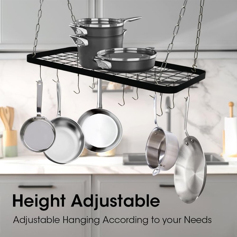 J JACKCUBE DESIGN Ceiling Pot Rack, 33 Inches Wall Hanging