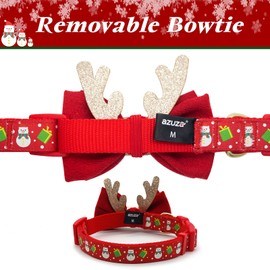 azuza Dog Collar with Adjustable Bow tie for Small Medium Large Dog