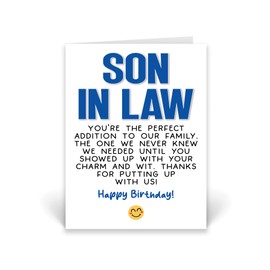 Rib ticklerz - Son In Law Birthday Card Funny Birthday Card For Son In Law Daughter's Husband Gifts Family Happy Birthday Perfect Addition To Our Family - CD860