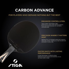 STIGA Carbon Advance Table Tennis Bat - Wood with 5+2 Layers, of which 5 Wood and 2 Carbon Fibre Layers, Large, Large Optispot Pro Sweet Spot and Star Advance Surface - For Real Professionals