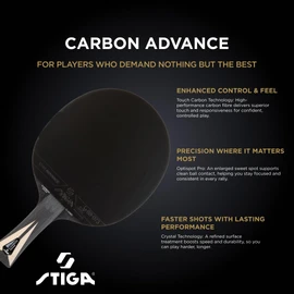 STIGA Carbon Advance Table Tennis Bat - Wood with 5+2 Layers, of which 5 Wood and 2 Carbon Fibre Layers, Large, Large Optispot Pro Sweet Spot and Star Advance Surface - For Real Professionals