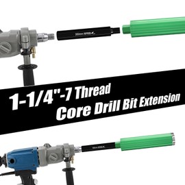 Vearter 12" Core Drill Bit Extension Rod with 1-1/4"-7 Male Female Thread, Aluminum Alloy Lightweight Extender for Diamond Core Drill Bits, for Drilling Deeper Hole in Concrete, Masonry