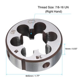 sourcing map Round Threading Die 7/8-16 UN Thread Right Hand Screw Cutting Fixed Dies, Alloy Tool Steel Tapping Repair Tool