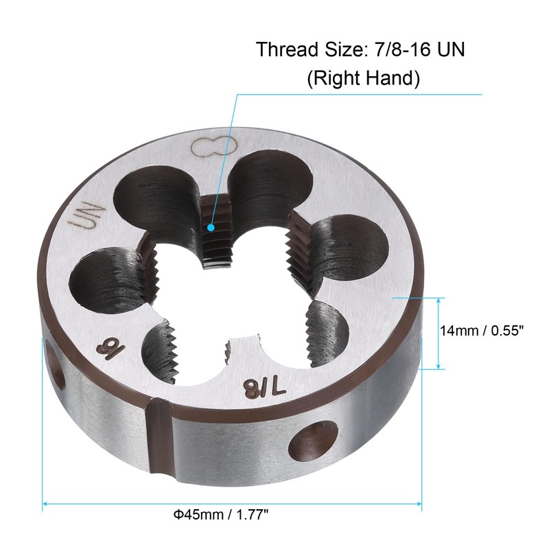 sourcing map Round Threading Die 7/8-16 UN Thread Right Hand