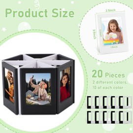 Marco para Fotos Magnetico, Mini Nevera, Mini Portafotos Magnético, Marco Tamaño Carta, Mesa de exposición de fotografías para la oficina en casa (Negro 20 piezas)