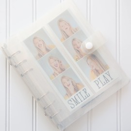 Photo Booth Photo Album - 6 Ring Glitter Notebook Sparkle Binder With 20 2x6 Photo Sleeves - Fits 80 Slide In Photobooth Strips (2x6, QUARTZ)