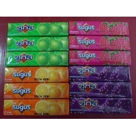 12 Sugus Chewy Candy Candies Bar Mix Flavor Orange Raspberry, Green Apple & Grape From Thailand