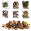 com-four® 6x Christmas decorations in a bag with cones, twigs,