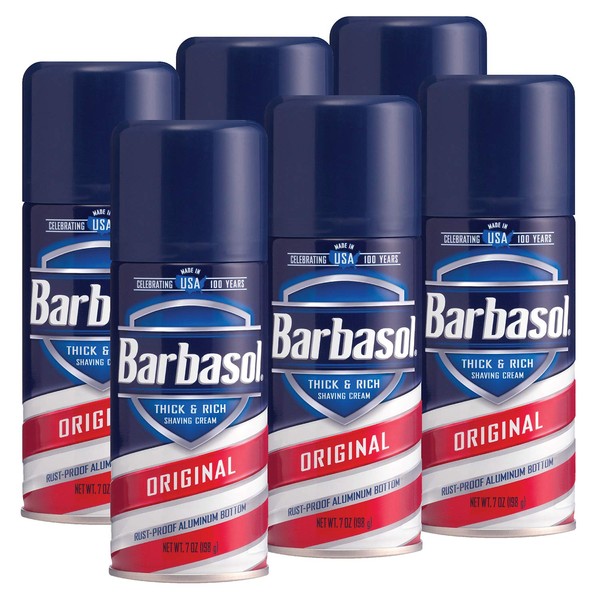 Barbasol Original Thick and Rich Shaving Cream, 7 Ounce, Pack of 6