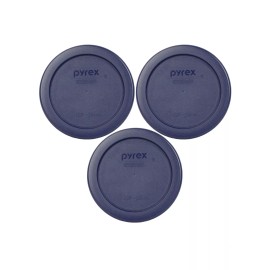 Pyrex 7202-PC Dark Blue Round Plastic Replacement Storage Lid Cover (3-Pack)
