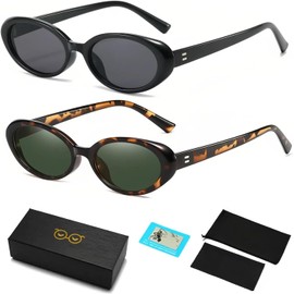 TOAO Lentes de sol mujer,lentes, gafas de sol polarizadas retro para hombre y mujer, Estilo de moda de los 90, Lentes de Sol forma ovalada