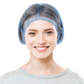 EZGOODZ Disposable Hair Net 18 Inches. 100 Pack Blue Hair Nets Food Service. Nylon Hairnets for Kitchen with Elastic Band. Lightweight, Stretchable Hair Nets for Women, Men for Cleaning, Cooking