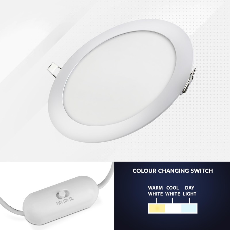Bright Source LED Round Panel Downlight, 6w Slimline Recessed Ceiling