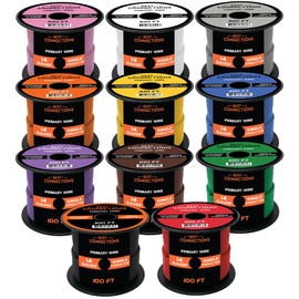 Best Connections 14 Gauge Automotive Wire Bundle Set (25ft–100ft Each) Durable Primary/Remote, Power/Ground Electrical Wiring (100 Ft Rolls, 11 Rolls) (BC-14-100x11)