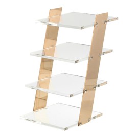 uxcell Sunglasses Display Stand, 1Pcs - Transparent Acrylic Sunglass Rack, 4-tier Glasses Stand, Eyewear Rack for Optical Shop Home Shopping Mall (Gold)