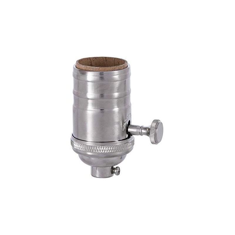 B&P Lamp® 3-Way, Turned Brass Lamp Socket (E26) with Satin