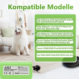 AHJ AHJ 14.4V 2600mAh Ersatzakku f1r Eufy RoboVac G10 G20 G30 G35 G40 Hybrid, f1r Eufy 11 11S 11S MAX 15C 15C MAX 25C 25C Max 30 30C 30 Max 35C, f1r Ecovacs Deebot N79 N79S DN622, f1r Tesvor X500 Akku