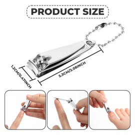 4 Pcs Nail Clipper, 2'' Mini Nail Clippers Travel Fingernail Clippers with Keychain and File Stainless Steel Nails Cutters Straight Edge Toenail Clippers for Men Women