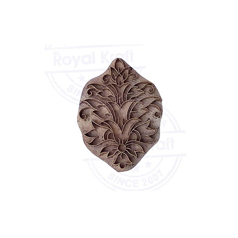 Royal Kraft Traditional Print Stamp Brass Floral Pattern Wood Clay