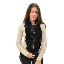 55" Rex rabbit Fur Infinity Scarf-Brown