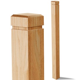 CroBlissful 1 Pcs 3.5 x 48 inch Solid Red Oak Stair Newel Post with a Single Groove Notched Wood Balusters for Staircase Interior Railing Newels for Stair Handrails