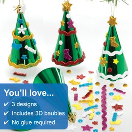 Baker Ross FE858 Christmas Tree Bauble Kits - Pack of 6, Make Your Own Christmas Decorations, Festive Tree Ornaments for Kids to Decorate and Display, Hanging Decorations for Christmas Trees