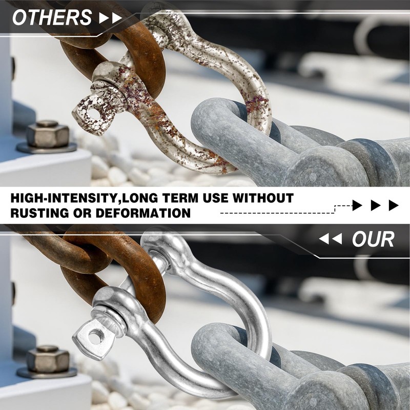 100 Pcs 1/4 Inch D Ring Shackle Rugged 3.8 Ton(8377