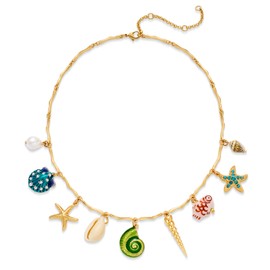 CLASSYZINT Shell Conch Starfish Charm Pendant Necklace Bohemian Necklace Summer Ocean Necklace for Women