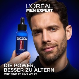 L'Oréal Paris Men Expert Anti-Ageing Serum for Men, Face Serum with Hyaluronic Acid, Suitable for Tired and Matte Skin, Power Age, 1 x 30 ml