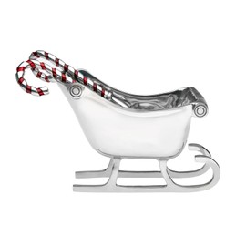 Godinger Christmas Santa Sleigh Holiday Salad Bowl with Candy Cane Servers