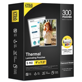 KTRIO 300 Pack Laminating Sheets 5 Mil, Hold 8.5 x 11 Inches Laminate Sheets, 9 x 11.5 Thermal Laminating Pouches for Laminator, Clear Lamination Sheets Paper, Letter Size, Office School Home Supplies