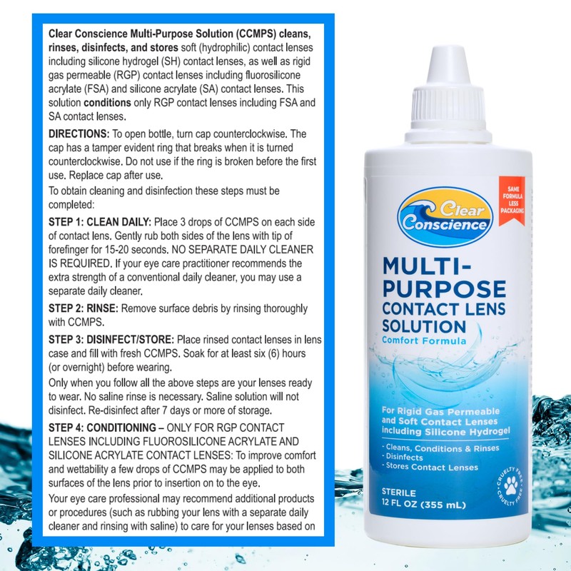 Cruelty-Free Contact Lens Solution 12oz - Multipurpose Cleaner & Sterile