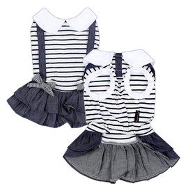 Parisian Pet Dog Dress - Preppy Girl Dog Summer Dress - Stylish Chambray Dog Outfit - Puppy Clothes - Lightweight Dog Overall Dress - Sleeveless Dog Clothes for Small Dogs Girl - S