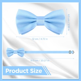 PAFUWEI Men's Pre-Tied Bow Tie, Tux Bowtie Solid Color Neck Bow Ties Adjustable Length Formal Satin Bow Tie for Wedding Party (Polyester, Light Blue)
