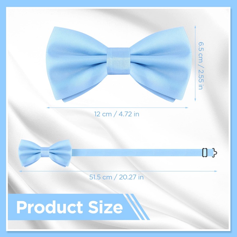 PAFUWEI Men's Pre-Tied Bow Tie, Tux Bowtie Solid Color Neck