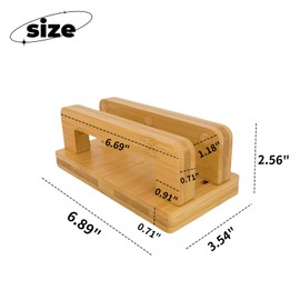 LONG TAO Laptop Holder Bamboo Vertical Laptop Stand for Desk Wooden Laptop Vertical Stand Fits MacBook Pro and Other Laptops Upright Laptop Holder for Holding laptops