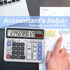 OSALO Extra Large LCD Display Big Button 12 Digits Electronic Solar Accounting Desk Calculator (OS-2135 Pro)