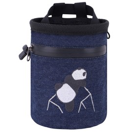 AMC Rock Climbing Panda Compact Chalk Bag with Adjustable Belt, Denim Blue