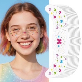 Prreal Glitter Freckles Face Tattoo,10PCS Rainbow Butterfly Freckle Tattoos,Waterproof Natural Temporary Fake Freckles Sticker Face Glitter,Sparkle Faux Makeup Patches Carnival Festival Accessories