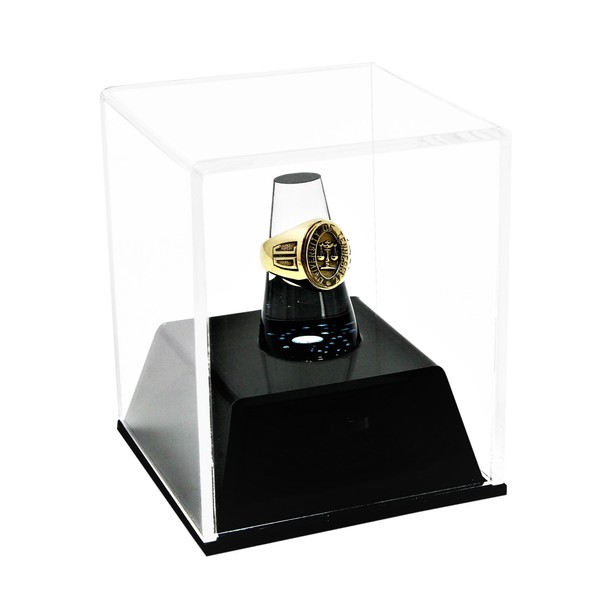 Deluxe Clear Acrylic Championship School Ring Display Case with Drawer and Clear Acrylic Ring Holder (A064)